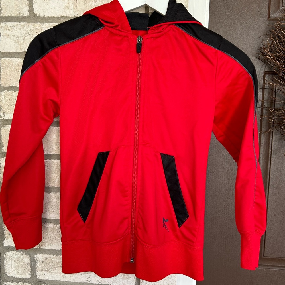 Andi red and black hooded jacket size small (6/7).